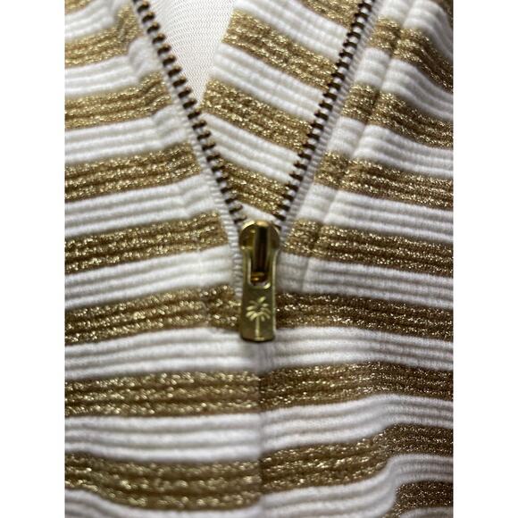 Lilly Pulitzer Brielle Dress Women's Small Gold Stripe Sparkle - Picture 8 of 8